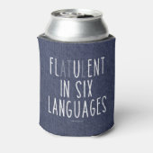 Flatulent in sechs Sprachen Dosenkühler (Kanne Rückseite)