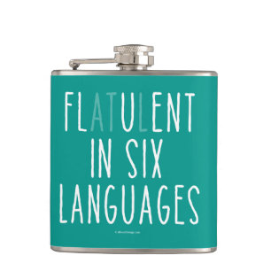 Flatulent in sechs Sprachen Flachmann
