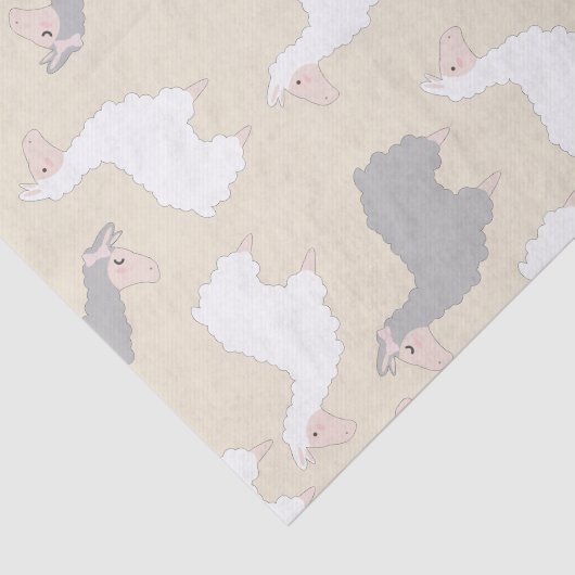 Flaumige graue u. weiße Lamas Seidenpapier (Ausschnitt)