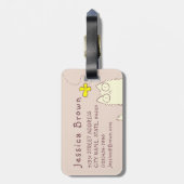 Flaumige Katze und gelber Schmetterling Gepäckanhänger (Rückseite vertikal)