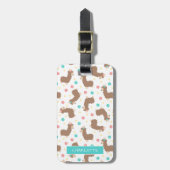 Flaumige Lamas u. Blumen - individueller Name Gepäckanhänger (Vorderseite vertikal)