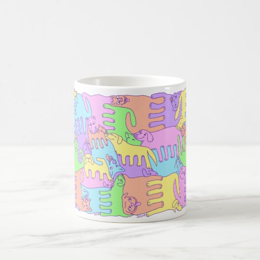 Flaumige Regenbogen-Hunde Kaffeetasse (Mittel)