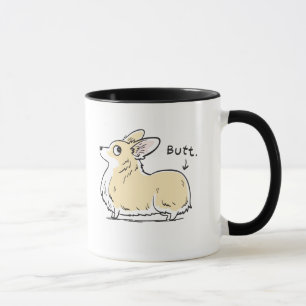 Flaumige rote/weiße Pembrokecorgi-Hintern-Tasse Tasse