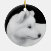 Flaumige Samoyed-Hundeverzierung Keramik Ornament (Hinten)