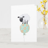 flaumige Schafe auf Wirblem Ballon Karte (Gelbe Blume)