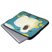 Flaumige Schafe u. gelbe Blumen-Laptop-Hülse Laptopschutzhülle (Vorne Knopf)