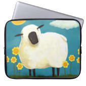 Flaumige Schafe u. gelbe Blumen-Laptop-Hülse Laptopschutzhülle (Vorderseite)