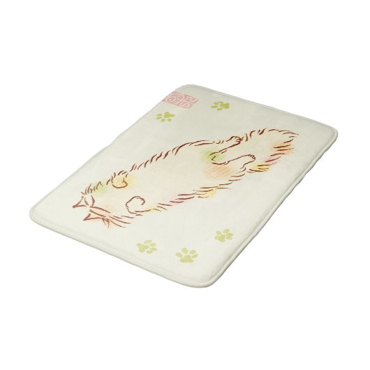 Flaumige schläfrige Katze Badematte (Schrägansicht)