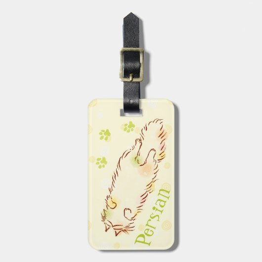 Flaumige schläfrige Katze Gepäckanhänger (Vorderseite vertikal)