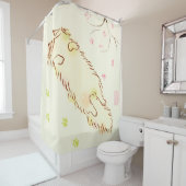 Flaumige schläfrige Katzen-Pflaumenblüte Duschvorhang (Beispiel)