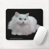 Flaumige weiße Katze Mousepad (Mit Mouse)