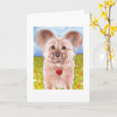 Flaumige Welpengrußkarte Karte (Gelbe Blume)