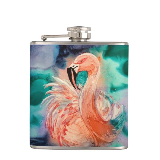 Flaumiger Flamingo Flachmann (Vorderseite)