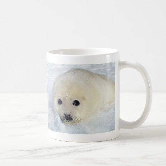 Flaumiger Harfen-Siegel-Welpe Kaffeetasse (Rechts)