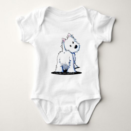 Flaumiger Hintern Westie Baby Strampler (Vorderseite)