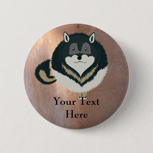 Flaumiger Wolf-Knopf Button (Vorderseite)