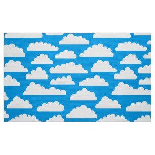 Flaumiges Wolken-Muster - Weiß auf blauem 009dea Stoff