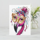 Flaunty Flamingo Mardi Gras Einladung (Stehend Vorderseite)