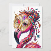 Flaunty Flamingo Mardi Gras Einladung (Vorderseite)