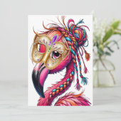 Flaunty Flamingo Mardi Gras Einladung (Stehend Vorderseite)