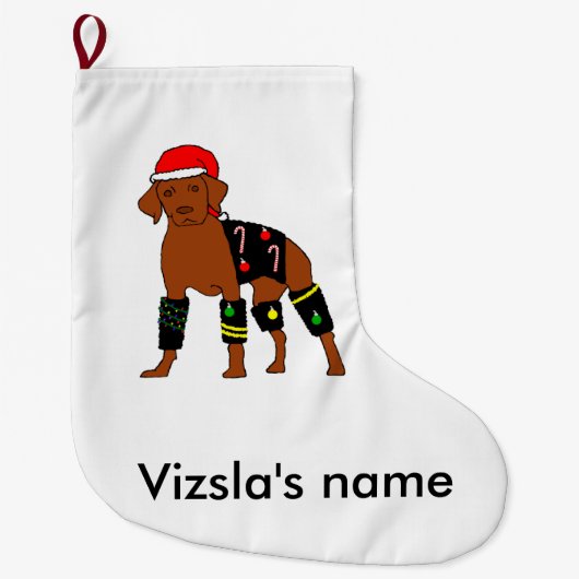 Flausch-Weihnachten Vizsla Großer Weihnachtsstrumpf (Vorderseite)