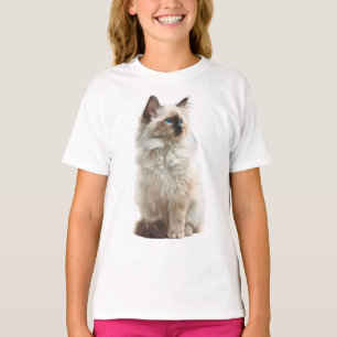 Flauschige Blaue Katze Ragdoll Illustration Kinder T-Shirt