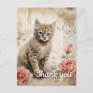 Flauschige Katze Danke 13 Postkarte