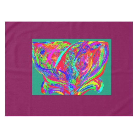 Flauschige Regenbogenfarbene Blume Tischdecke (Vorderseite (Horizontal))