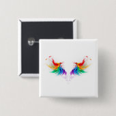 Flauschige Regenbogenflügel Button (Vorne & Hinten)