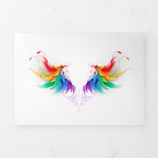 Flauschige Regenbogenflügel Dreifach-gefaltete Programmkarte (Cover)