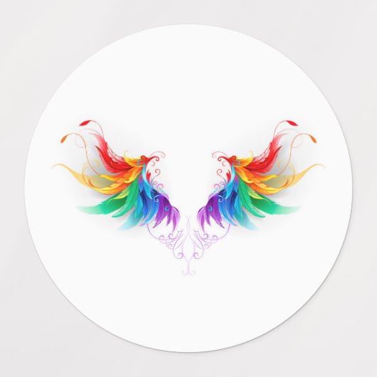 Flauschige Regenbogenflügel Etiketten (Design 1)