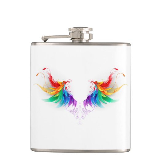 Flauschige Regenbogenflügel Flachmann (Vorderseite)