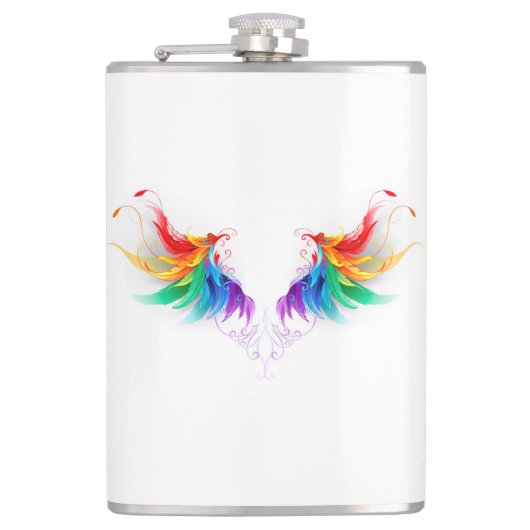 Flauschige Regenbogenflügel Flachmann (Vorderseite)
