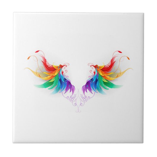 Flauschige Regenbogenflügel Fliese (Vorderseite)