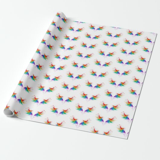 Flauschige Regenbogenflügel Geschenkpapier (Ungerollt)