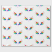 Flauschige Regenbogenflügel Geschenkpapier (Flach)