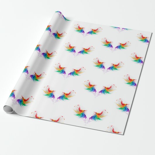 Flauschige Regenbogenflügel Geschenkpapier (Ungerollt)