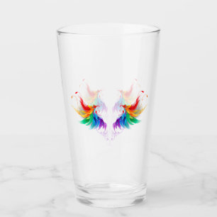 Flauschige Regenbogenflügel Glas