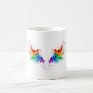 Flauschige Regenbogenflügel Kaffeetasse
