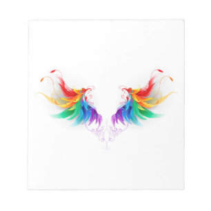 Flauschige Regenbogenflügel Notizblock