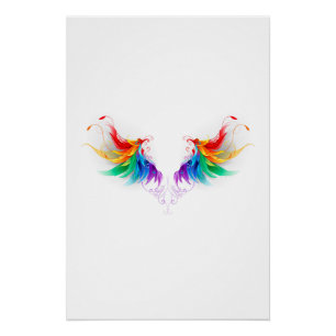 Flauschige Regenbogenflügel Poster