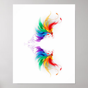 Flauschige Regenbogenflügel Poster