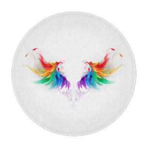 Flauschige Regenbogenflügel Schneidebrett