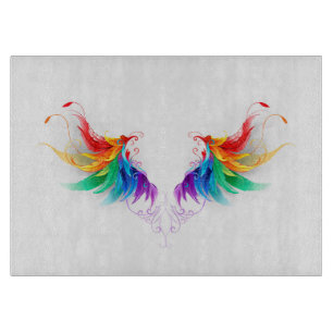 Flauschige Regenbogenflügel Schneidebrett