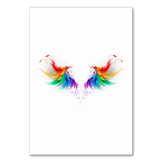 Flauschige Regenbogenflügel Tischnummer (Vorderseite)