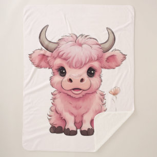 Flauschige rosa schottische Highlands-Kuh Sherpadecke