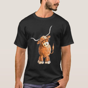Flauschige schottische Kuh für Frauen Männer Kinde T-Shirt