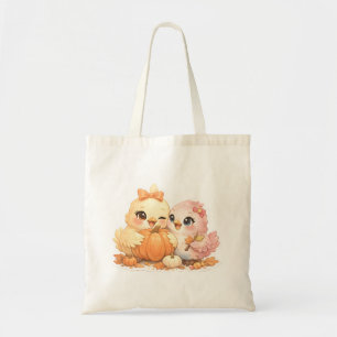 Flauschige Vogel Freunde Halloween-Kürbis-Tasche Tragetasche