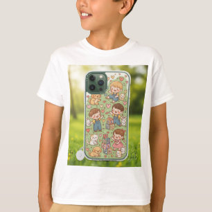 flauschige weiße Kätzchen und hüpfende Kaninchen i T-Shirt