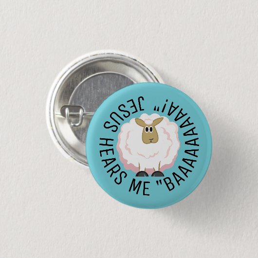 Flauschige weiße Schaf-Cartoon Button (Vorne & Hinten)